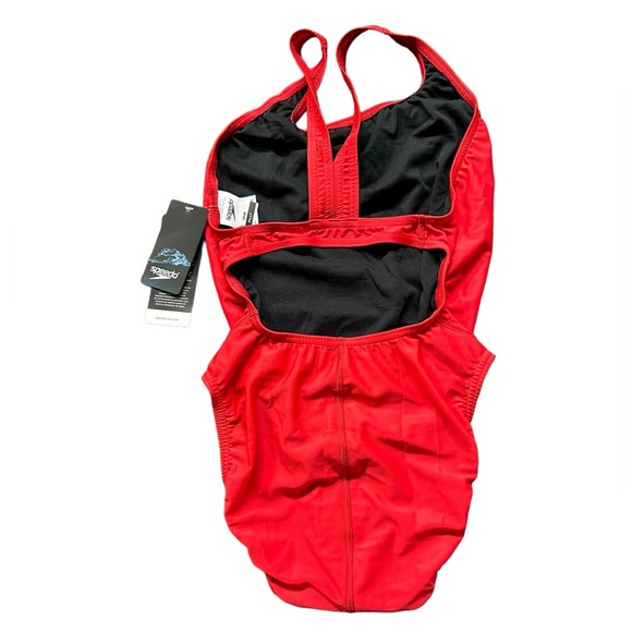 SPEEDO Women's team red racerback Pro LT Super Pro Back Swimsuit size 10/36. - Picture 4 of 5